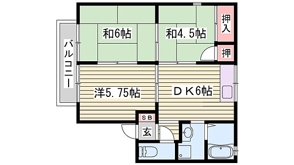 エステート塩屋山手　B棟 ｜兵庫県神戸市垂水区清玄町(賃貸アパート3DK・2階・48.00㎡)の写真 その2