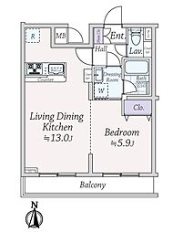 スパシエ新宿哲学堂公園 1LDKの間取り
