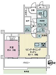 中落合シティハウス 1LDKの間取図画像