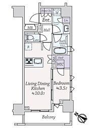 ルジェンテ文京根津 1LDKの間取図画像