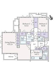ライオンズマンション荻窪グランフォート 2LDKの間取図画像