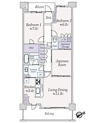 レクセルヒルズ日野 3LDKの間取図画像