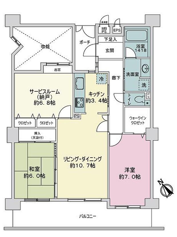 ライオンズマンション船橋塚田第二(2SLDK) 2階の間取り