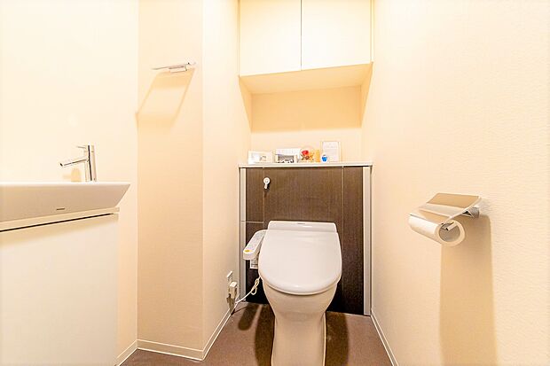 独立型手洗いカウンターを備えたトイレ