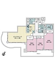 港北パークヒルズ1番館 3LDKの間取図画像