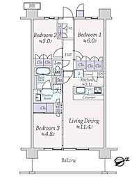 ルネ横浜戸塚 3LDKの間取図画像