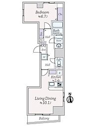 グレイスコート西麻布1 1LDKの間取り