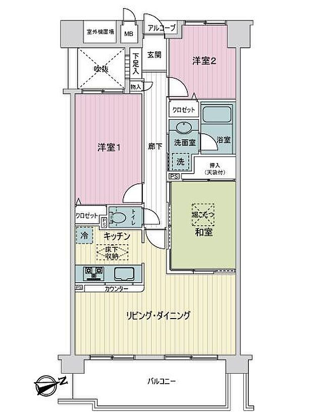 ヴィルヌーブ鷺沼2番館(3LDK) 1階の間取り