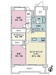 東三田ハウス 2LDKの間取り
