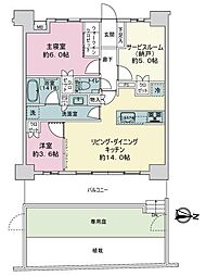 アールブラン武蔵新城 2SLDKの間取り