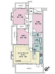 ライオンズマンション鷺沼フォレストヒルズ北 3LDKの間取図画像