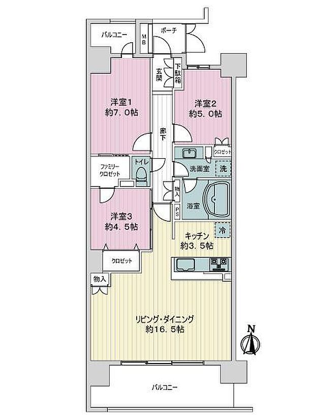 レーベン北六番丁ＡＵＴＨＯＲＳ(3LDK) 8階の間取り