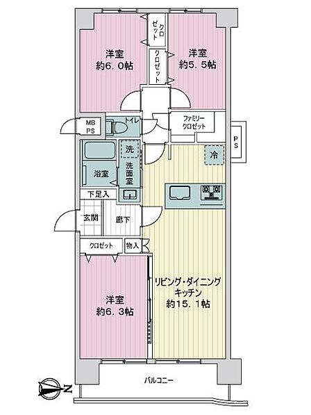 3LDK 間取り