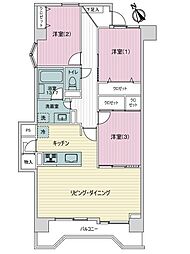ライオンズマンション大和第2 3LDKの間取図画像