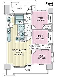 レクセルマンション平塚見附町 3LDKの間取図画像