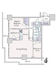 グランクロスタワー広島 3LDKの間取り