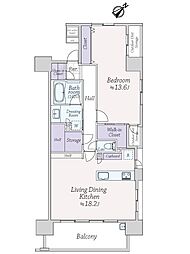 ライオンズクレグランドフォート 1LDKの間取図画像