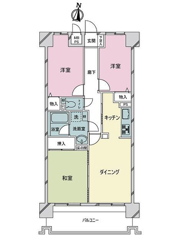 ライオンズヒルズ牛田早稲田(3DK) 14階の間取り