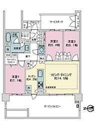 ISLANDCITY THE GARDEN V-2 3LDKの間取図画像