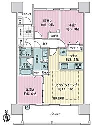 ライオンズ大濠公園グランゲイト 3LDKの間取図画像