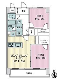 ライオンズマンション大手門 2LDKの間取図画像
