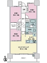 ライオンズ西鉄久留米駅前 3LDKの間取図画像