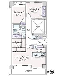 サンクタス西宮山手 3LDKの間取り