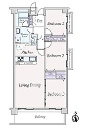 コスモ仁川 3LDKの間取図画像