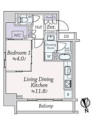 リビオレゾン大手町 1LDKの間取図画像