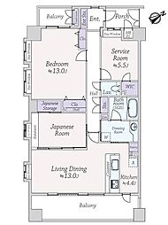 ライオンズヴィアーレ浦和壱番館 2SLDKの間取図画像