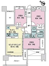ライオンズ北浦和フレアコート 3LDKの間取図画像