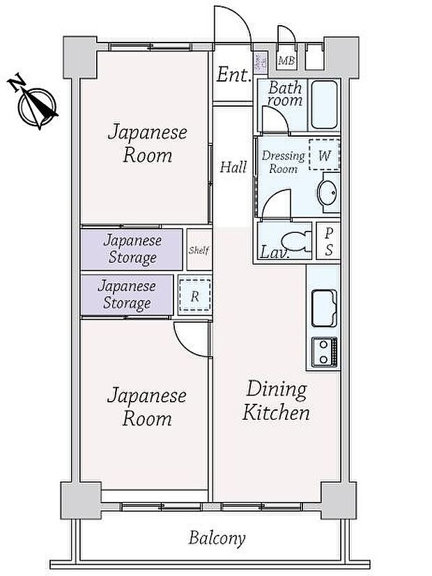 鹿島田グリーンハイツ2号棟(2DK) 1階の間取り