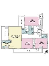 ミオビエントアルファ山下 3LDKの間取図画像