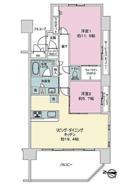 2LDK 間取り