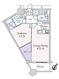 勝どきザ・タワー 1LDKの間取図画像