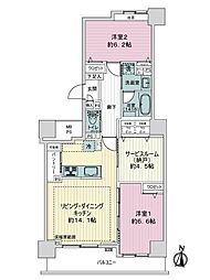 パルテきたこし 2SLDKの間取図画像