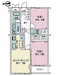 ライオンズマンション竹の塚第2 2LDKの間取図画像