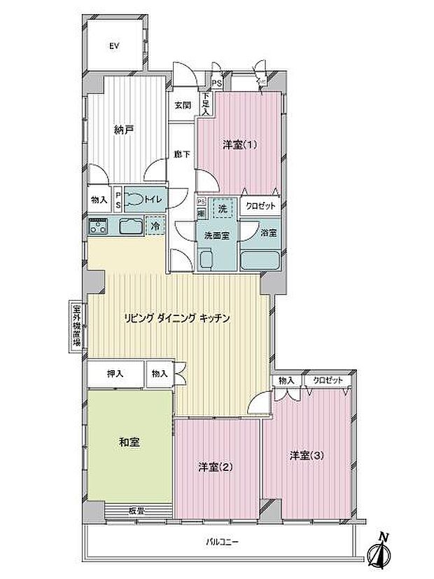 グリーンパーク西保木間(4SLDK) 4階の間取り