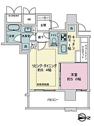 ローレルタワー名古屋栄 1LDKの間取図画像