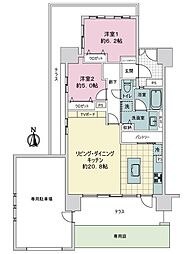 エクセルデュオ御崎公園メロディア 2LDKの間取図画像