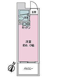 ネオダイキョー三宮 ワンルームの間取図画像