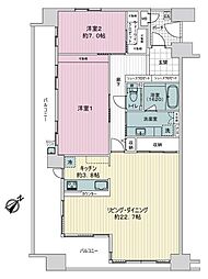 サーパス中央町弐番館 2LDKの間取図画像