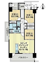 サーパス萱町第2 3LDKの間取図画像