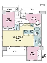 サンパーク加治屋町PARKSIDE 3LDKの間取図画像
