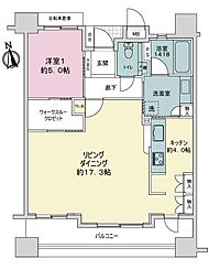 ル・サンク鹿児島中央 1LDKの間取図画像