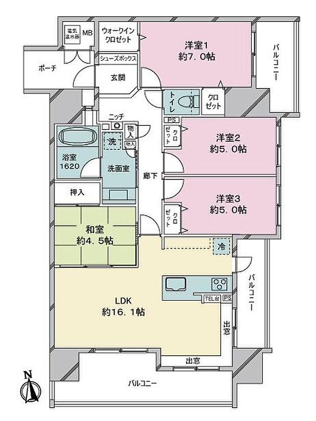 オーヴィジョン柳丸(4LDK) 4階の間取り