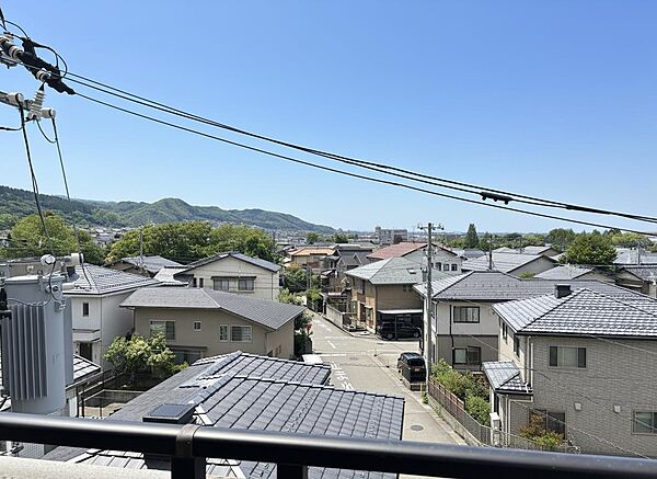 南西側バルコニーからの眺望（南西方面）。眺望は永続的に保証されるものではありません。