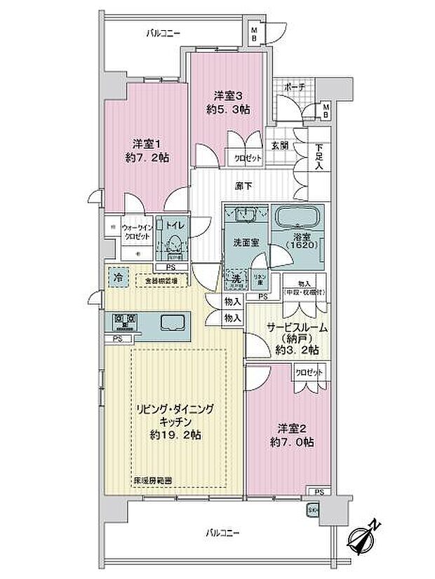 マストスクエア音羽町(3SLDK) 2階の間取り