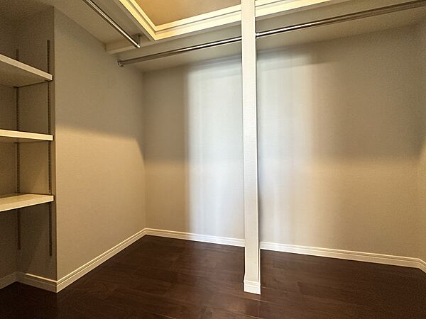 ウォークインクロゼット。収納力があり室内がスッキリ片付きそうです