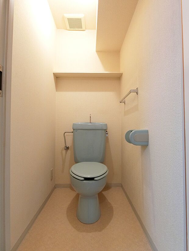 棚の付いた独立型のトイレ
